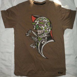 *HOST PICK* VOLCOM STONE 2007 FEATURED ARTIST BEIGE T-SHIRT Facets Empire Skull